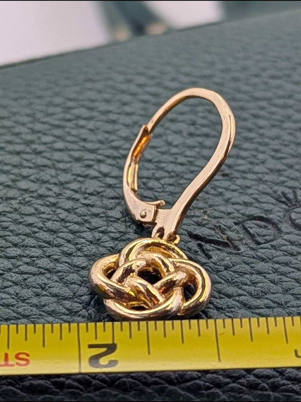 ✨ 925 Gold Vermeil Celtic Love Knot Earrings Leverback Dangles ✨ - Picture 4 of 4